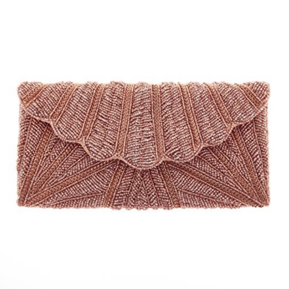 From st Xavier zia rose gold beaded clutch/crossbo